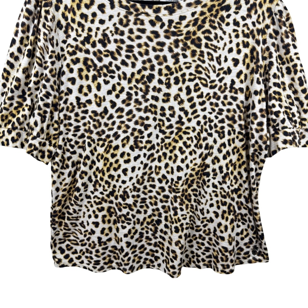 Tommy Bahama Leopard Print T-Shirt Women XL Tan Cotton Short Sleeve Animal Print - Picture 5 of 10
